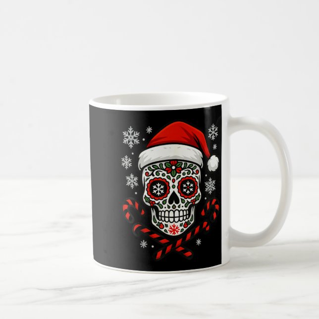 Christmas Sugar Calavera Skull Santa Hat Candy Can Coffee Mug (Right)