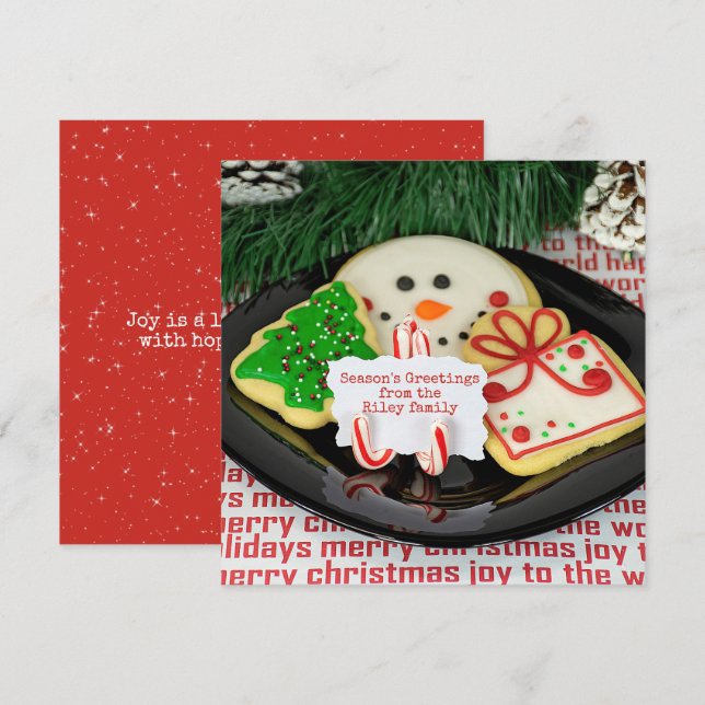 Christmas Sugar Cookie Plate  Holiday Card (Front/Back)