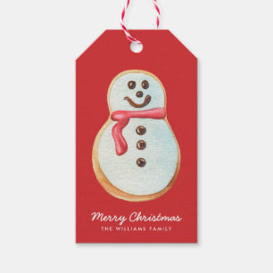 Christmas Sugar Cookie Snowman Customizable Gift Tags