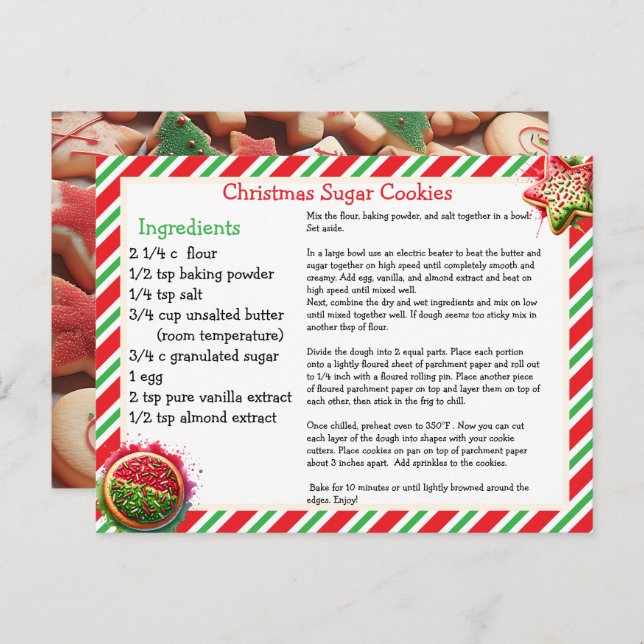 Christmas Sugar Cookies Recipe Card (Front/Back)