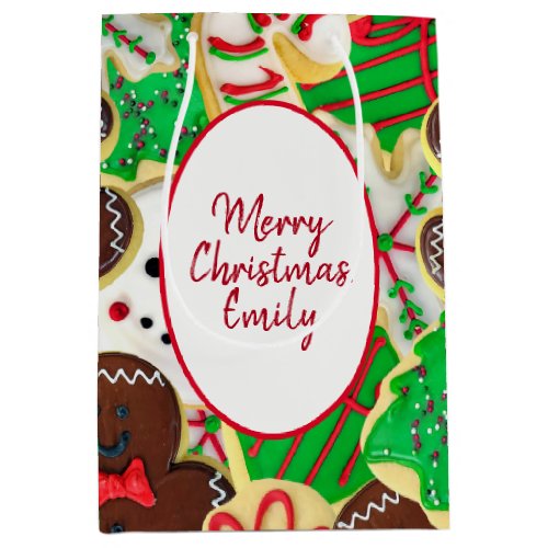 Christmas Sugar Cookies with Name Medium Gift Bag