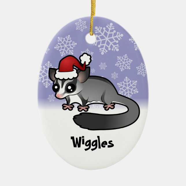 Christmas Sugar Glider (add your pets name) Ceramic Ornament (Front)