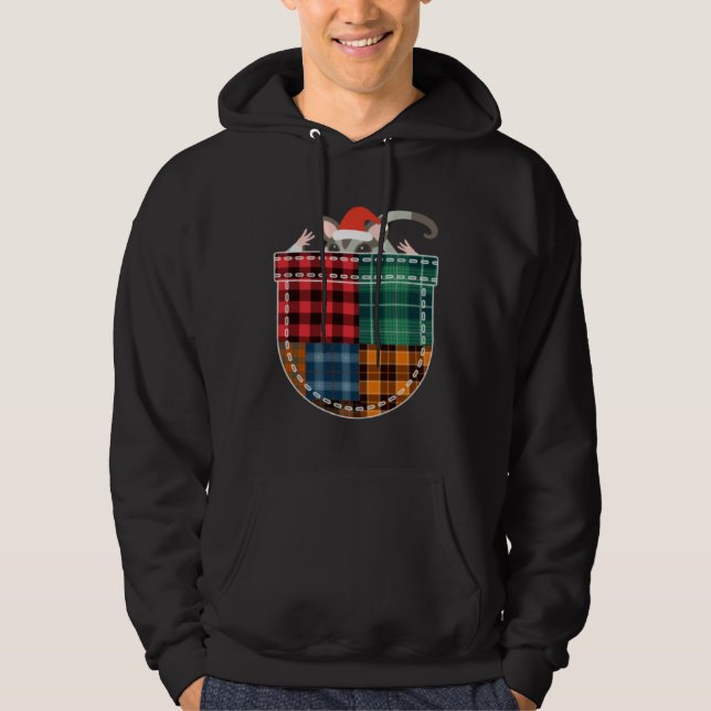Christmas Sugar Glider with Santa Hat in Plaid Poc Hoodie (Front)