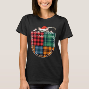 Christmas Sugar Glider with Santa Hat in Plaid Poc T-Shirt
