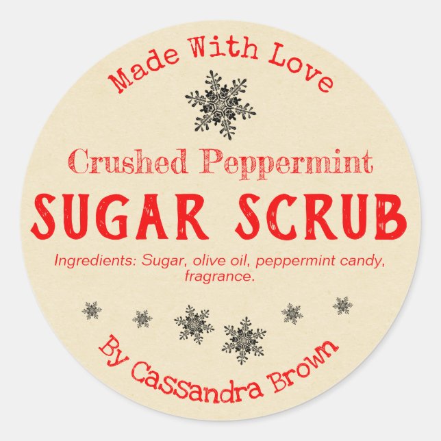 Christmas Sugar Scrub Customizable Handmade DIY Classic Round Sticker (Front)