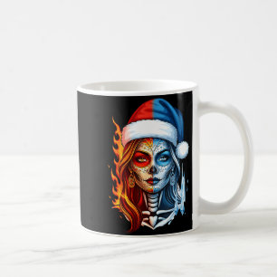 Christmas Sugar Skull Art Woman Santa Hat Fantasy Coffee Mug