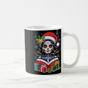 Christmas Sugar Skull Art Woman Santa Hat Festive Coffee Mug