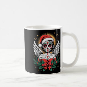 Christmas Sugar Skull Art Woman Santa Hat Festive Coffee Mug