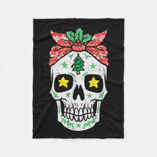 Christmas Sugar Skull Bandana Xmas Mexican Women G Fleece Blanket