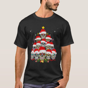Christmas Sugar Skull On Tree Funny Santa Sugar Sk T-Shirt