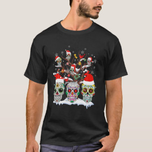 Christmas Sugar Skull On Tree Funny Santa Sugar Sk T-Shirt