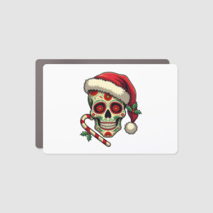 Christmas Sugar Skull Santa Hat Day Of The Dead Xm Car Magnet