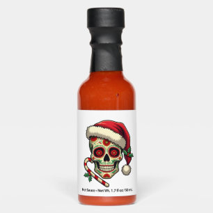 Christmas Sugar Skull Santa Hat Day Of The Dead Xm Hot Sauces