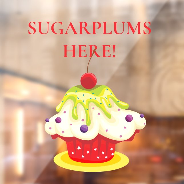 CHRISTMAS Sugarplums Here, Festive Cupcake Window Cling (Sheet 2)