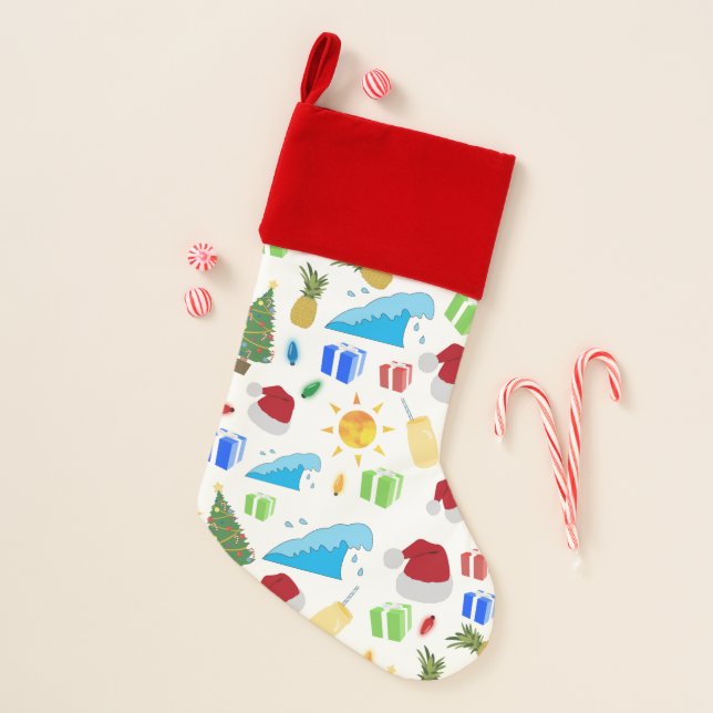 Christmas Summer Beach Holiday Christmas Stocking (Front)
