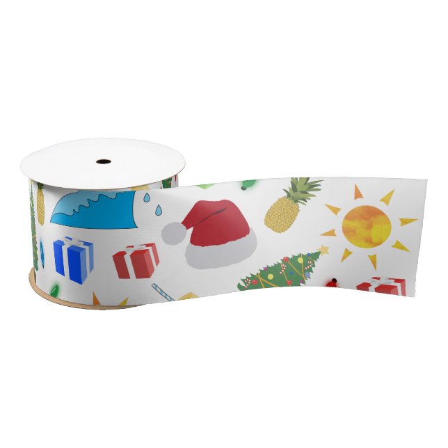 Christmas Summer Beach Holiday  Satin Ribbon (Spool)