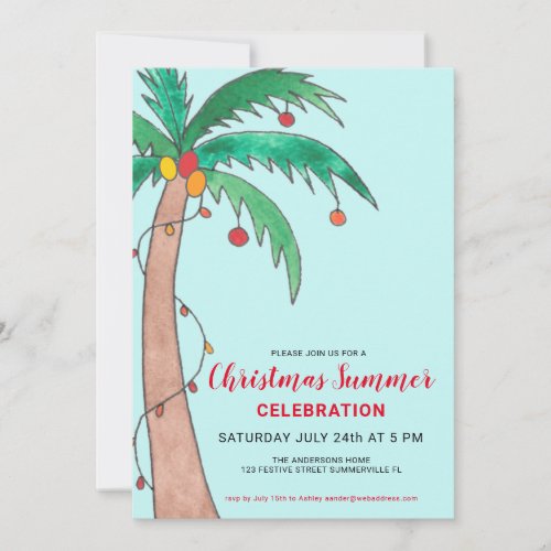 Christmas Summer Celebration Palm Tree Party Invitation