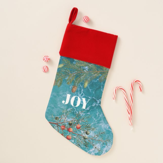Christmas Summer Ocean Beach Joy   Christmas Stocking (Front)