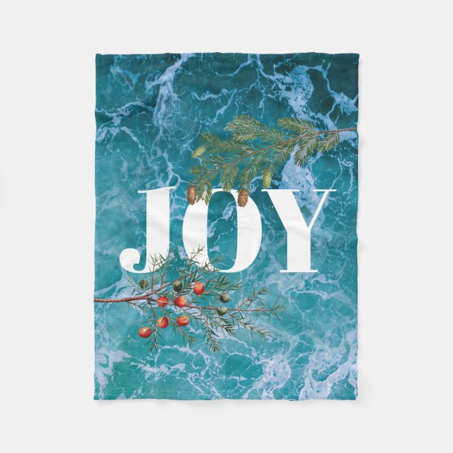 Christmas Summer Ocean Beach Joy  Fleece Blanket (Front)