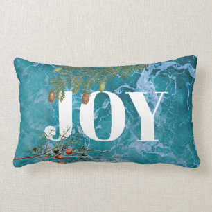Christmas Summer Ocean Beach Joy Lumbar Pillow