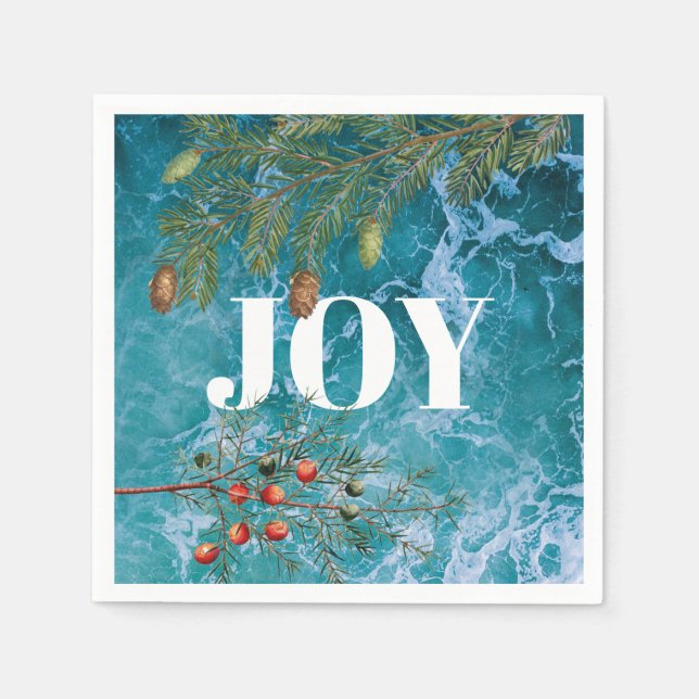 Christmas Summer Ocean Beach Joy Napkins (Front)