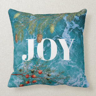 Christmas Summer Ocean Beach Joy Throw Pillow