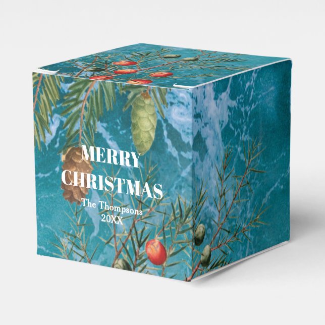 Christmas Summer Ocean Beach Merry Christmas Favor Boxes (Front Side)