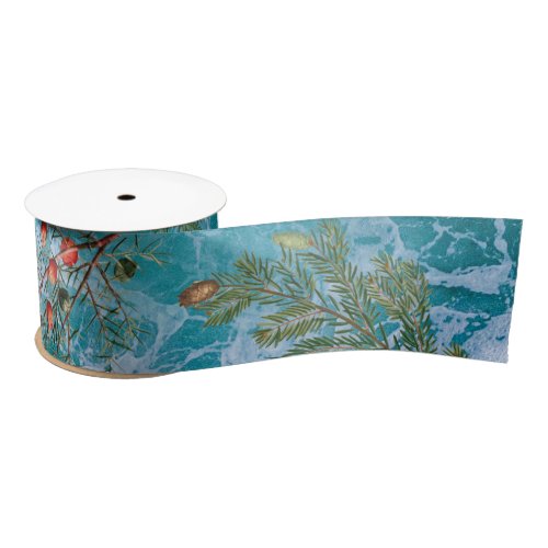 Christmas Summer Ocean Beach  Satin Ribbon