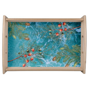 Christmas Summer Ocean Beach Serving Tray