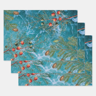 Christmas Summer Ocean Beach Wrapping Paper Sheets