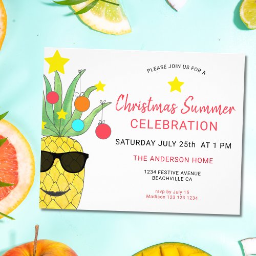 Christmas Summer Party Pineapple Invitation  Flyer
