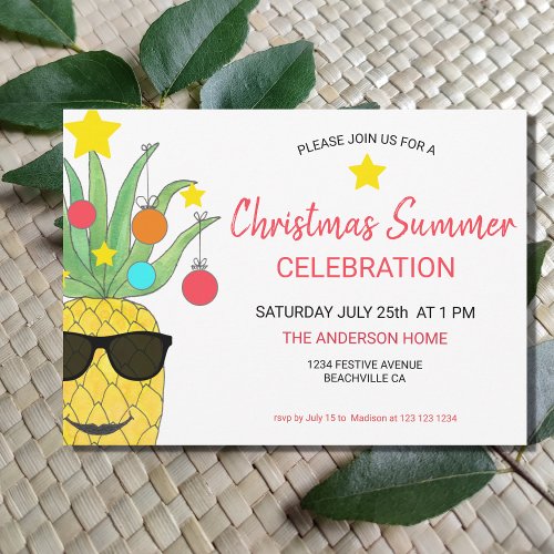 Christmas Summer Pineapple Party Invitation 