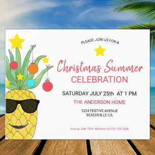 Christmas Summer Pineapple Party Invitation Postcard
