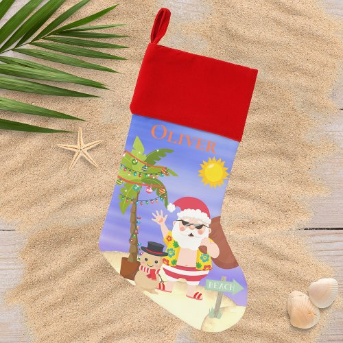 Christmas Summer Santa Beach Holidays Personalized Christmas Stocking