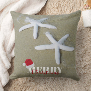 Christmas Summer Starfish Beach Throw Pillow