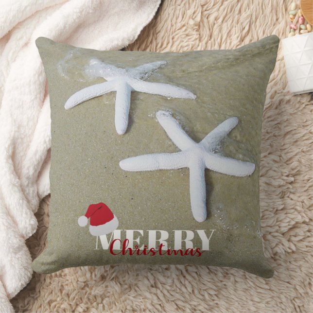 Christmas Summer Starfish Beach Throw Pillow (Blanket)