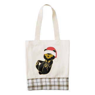 Christmas Sun Bear with Red Santa Hat Zazzle HEART Tote Bag