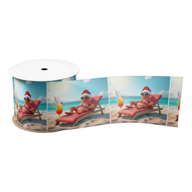 Christmas Sunbathing Starfish With Cocktail Satin Ribbon (Spool)