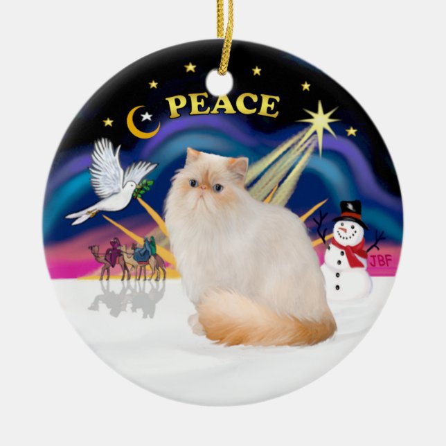 Christmas Sunrise - Himalayan Cat (Flame Point) Ceramic Ornament (Front)