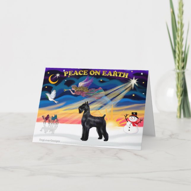 Christmas Sunrise - Schnauzer (Black Giant) Holiday Card (Front)