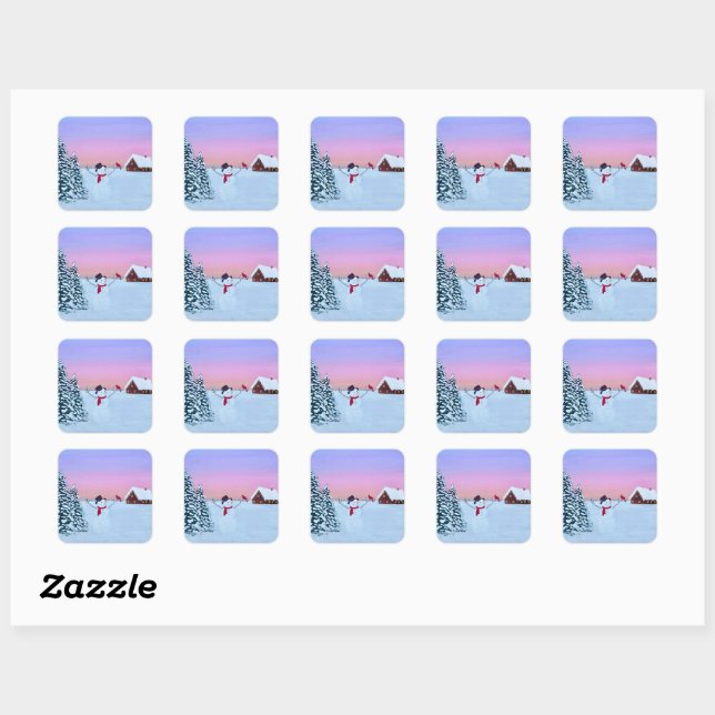 Christmas sunset square sticker (Sheet)