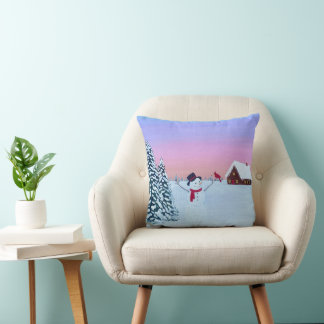 Christmas sunset throw pillow