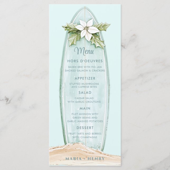 Christmas Surfboard | Winter Beach Menu (Front)