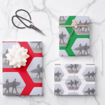 Christmas Surfer Couple Red White Green 