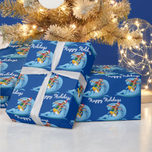 Christmas Surfer on Wave Wrapping Paper