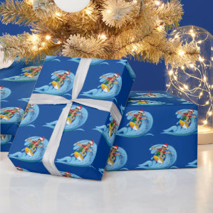 Christmas Surfer on Wave Wrapping Paper