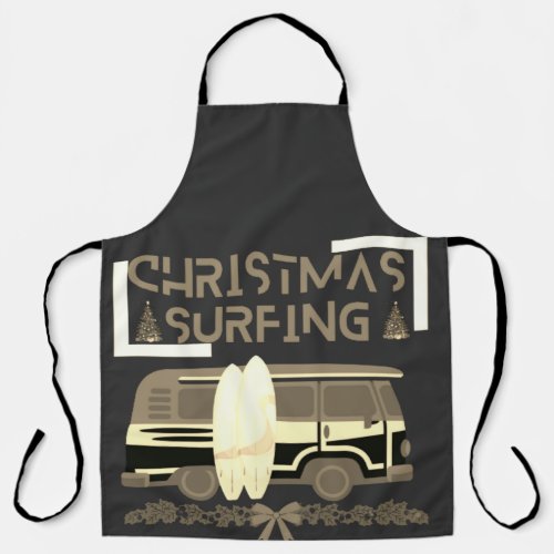 Christmas surfing All_Over Print Apron