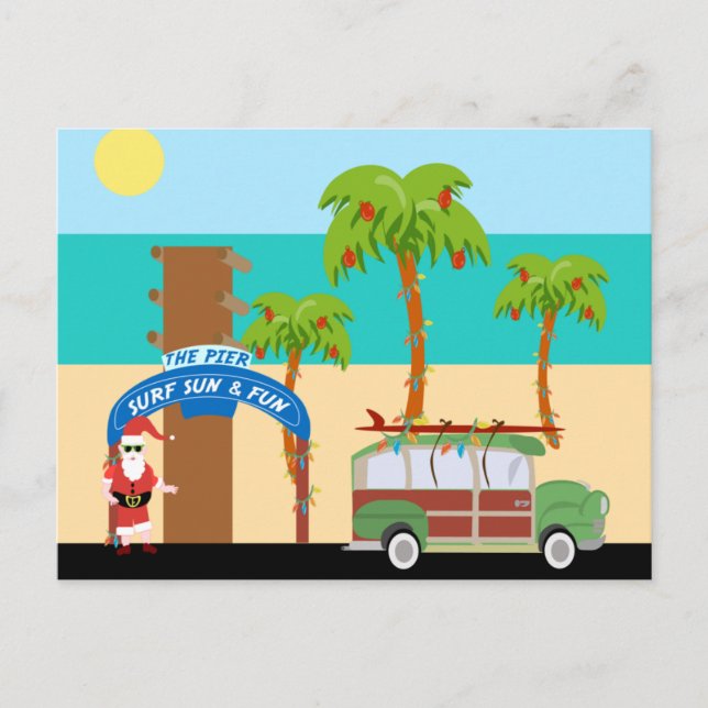 Christmas Surfing Holiday Postcard (Front)