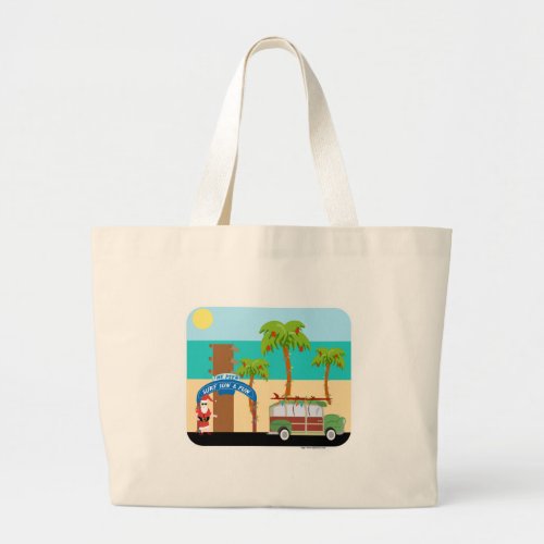 Christmas Surfing Illustration Large Tote Bag