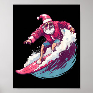 Christmas Surfing Santa Surfboarder Surf Lover Xma Poster